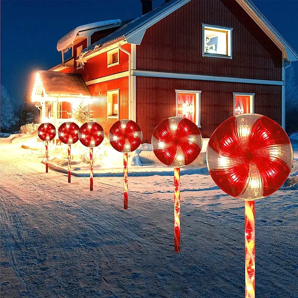 Рождественские солнечные леденцовые дорожные ог lights 80 LED 4 в 1 для улицы 25 дюймов 8 режимов освещения подсвеченные мятные трости рождественские украшения водонепроницаемый подключаемый 2025 - $37.99 –P2