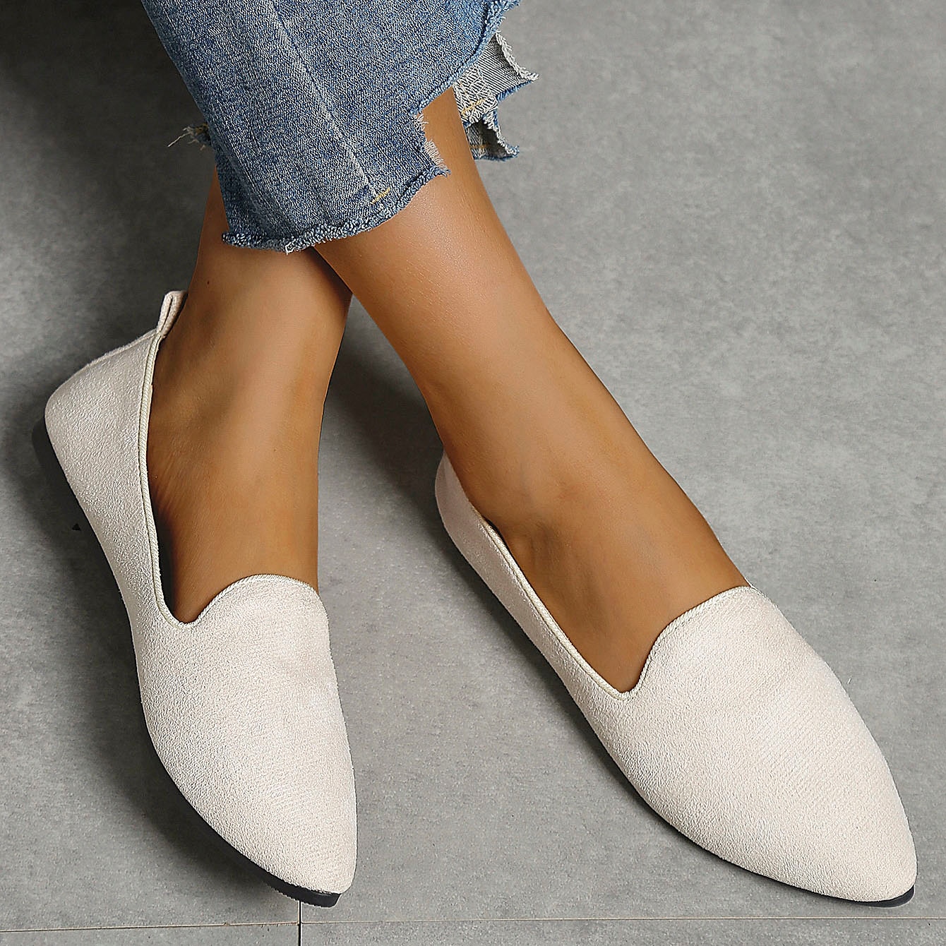 mocasini pliati de piele intoarsa pentru dama cu design festonat - pantofi ușoare și confortabili pentru purtarea de zi cu zi 2025 - $18.99 –P12