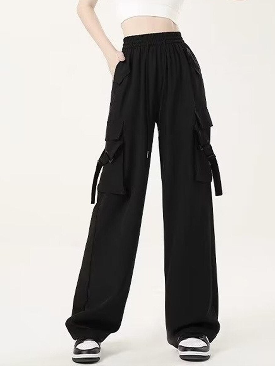 Women's Cargo Pants Wide Leg Pants Trousers Full Length Pocket Baggy Micro-elastic High Rise Fashion Streetwear Street Daily Wear Black Pink S M Fall Winter 2023 - US $19.99 –P12