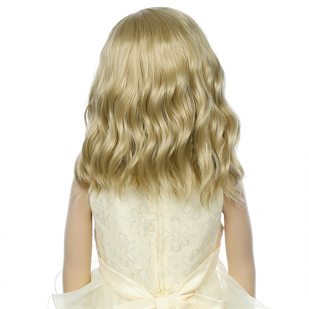Blonde Perücke Kinder Kinderperücke kurze wellige Perücke aschblonde Perücke gemischte blonde Perücke für Mädchen Cosplay Party hitzebeständige blonde synthetische Haarperücke Halloween Perücken 2026 - RON 84.64 –P5