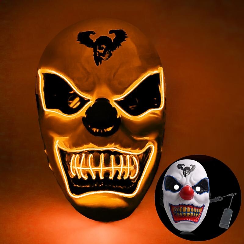 halloween led izzó maszk új party rave neon maszk dekor horror bohóc világító maszk álarcos maszk klub cosplay jelmez kellékek 2026 - $12.99 –P8