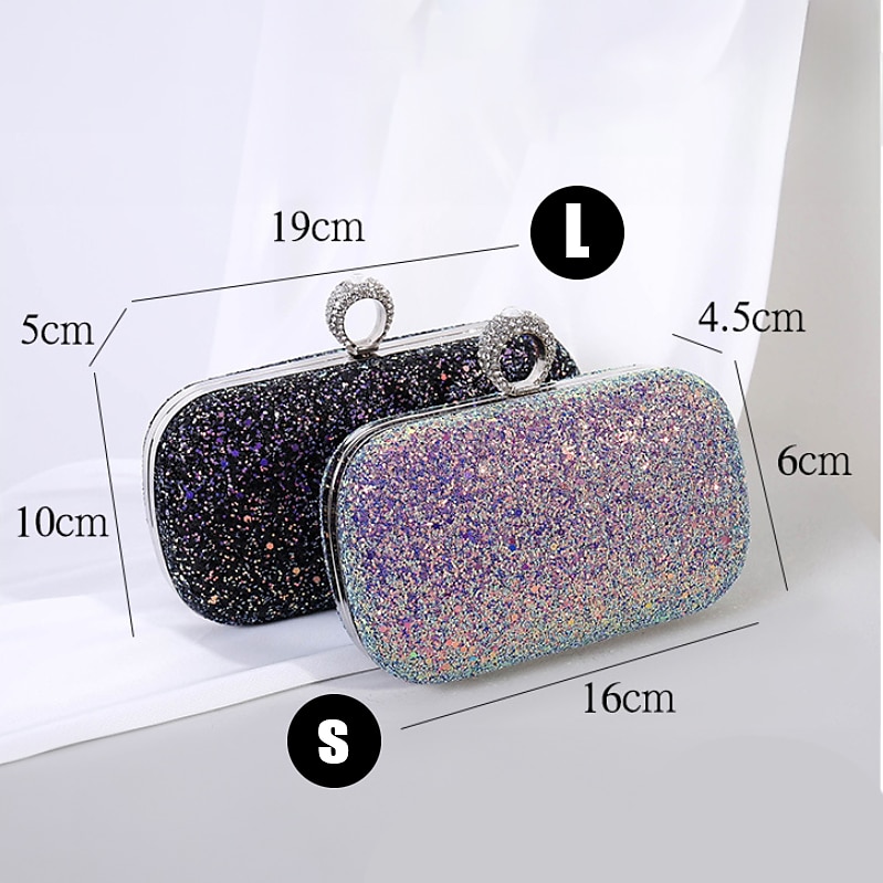 Women's Clutch Evening Bag Wristlet Clutch Bags PU Leather Party Bridal Shower Holiday Rhinestone Large Capacity Lightweight Durable Solid Color Small white Small black Small blue 2025 - $26.99 –P7