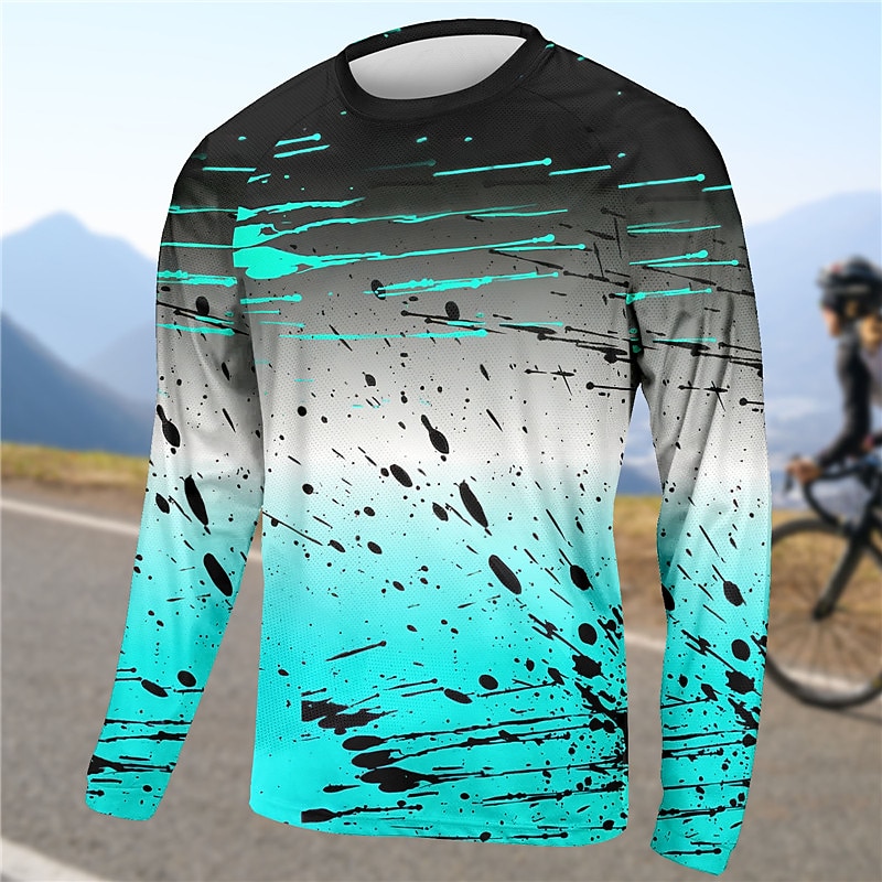 Men's Downhill Jersey Gradient Long Sleeve Bike Top with 3 Rear Pockets Mountain Bike MTB Road Bike Cycling Quick Dry Reflective Strips Back Pocket Moisture Wicking Sports Yellow Red Blue Clothing 2026 - $20.99 –P5