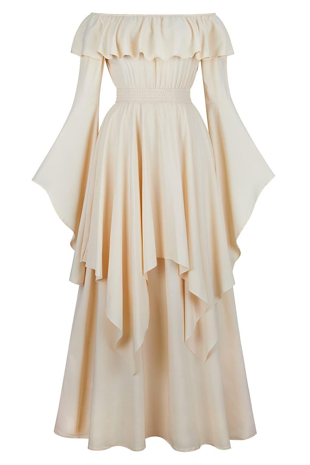 Elegante Medieval Renacimiento Vestido Cóctel Vestido inspirado en la regencia Manga Farol Vikingo élfico Hombros Caídos Color sólido Mujer Celta Pirata Fantasía Víspera de Todos los Santos Carnaval 2025 - $54.99 –P1