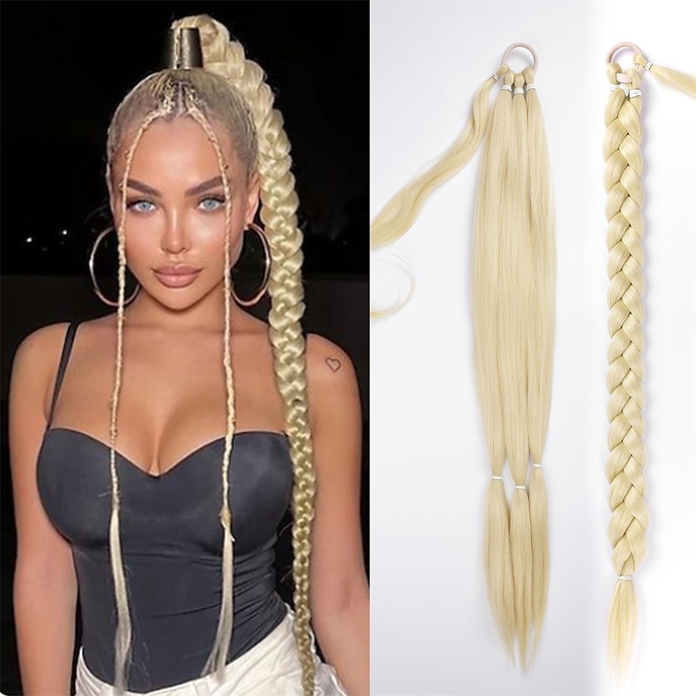 lunga coda di cavallo intrecciata con capelli lisci avvolgenti estensioni dei capelli coda di cavallo con elastico per capelli morbido e sano pezzo di capelli sintetici per donne ragazze ogni giorno del 2025 a $16.49 –P2