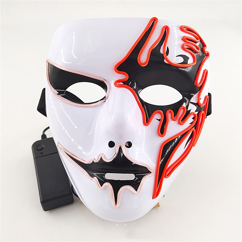 Neon Light LED Mask LED Halloween Scary Mask Cosplay Party Masque Masquerade Masks Halloween Costume Carnival Glow Party Props 2025 - $28.99 –P13