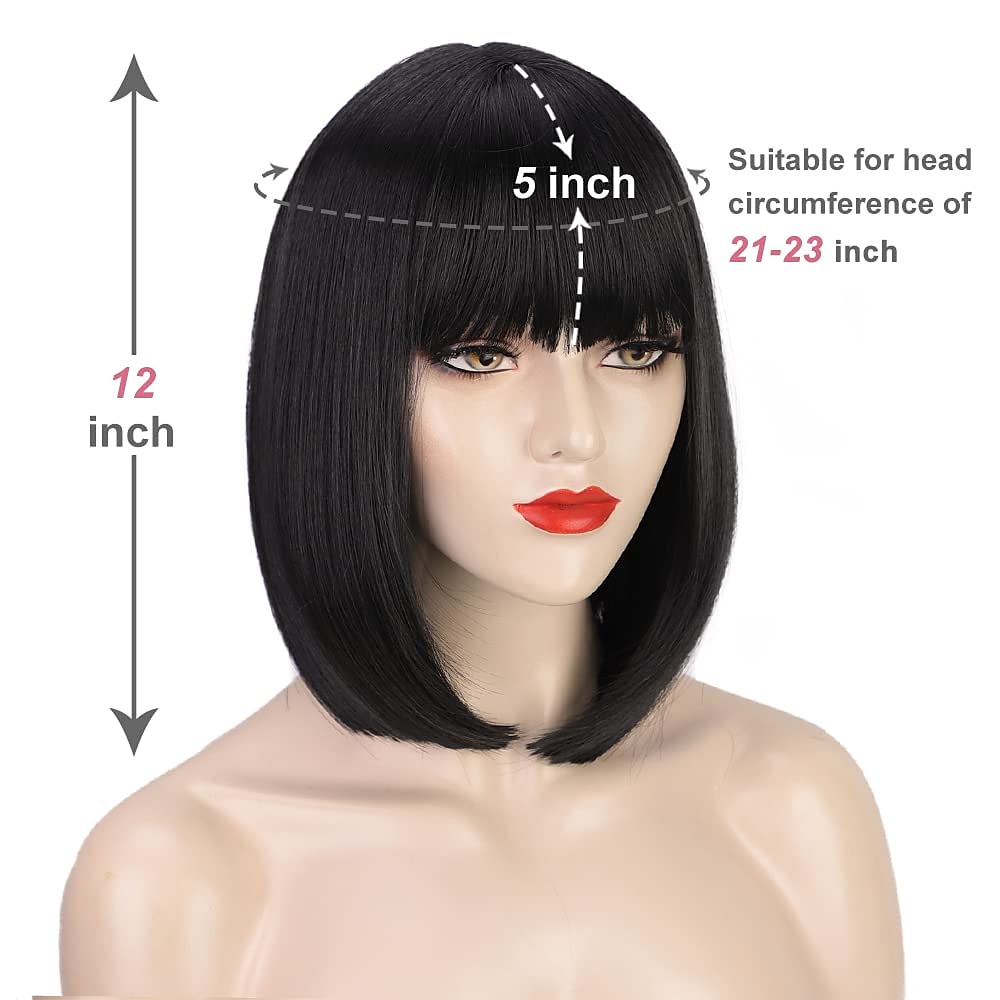 roze bob pruiken met pony 12 inch korte rechte bob pruiken kleurrijke synthetische cosplay dagelijkse feestpruik voor vrouwen 2026 - $22.99 –P11