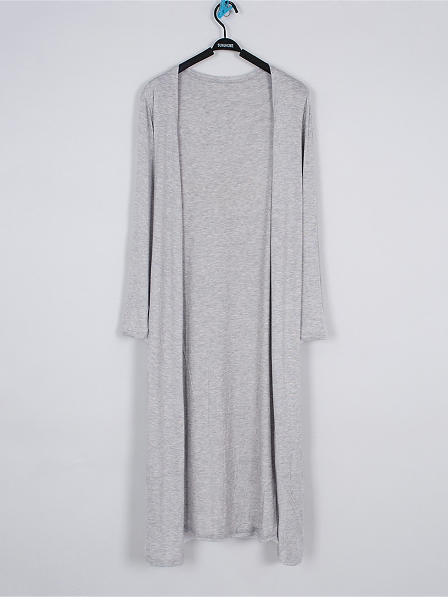 Women's Cardigan Sweater Stylish Casual Soft Solid Color Ribbed Open Front Oversized Long Sleeve Long Tops Knit Daily Going out Weekend Black White Summer Fall 2025 - $27.99 –P4