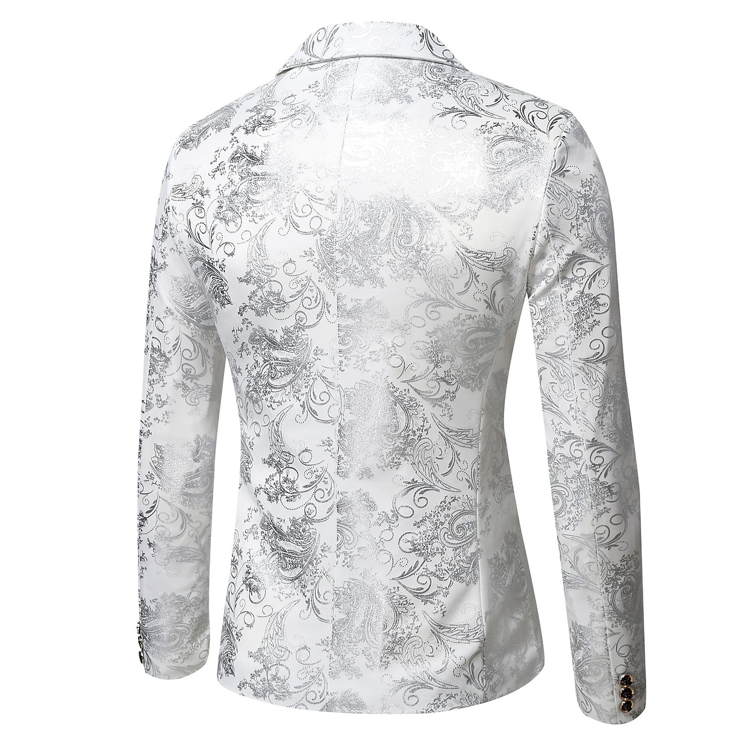 Herren Abendkleidung Blazer Sakko Hochzeitsfeier Cocktail Ganzjährig Polyester Blumen Einreiher - 2 Knöpfe Blazer Silber Gold 2025 - $52.99 –P8