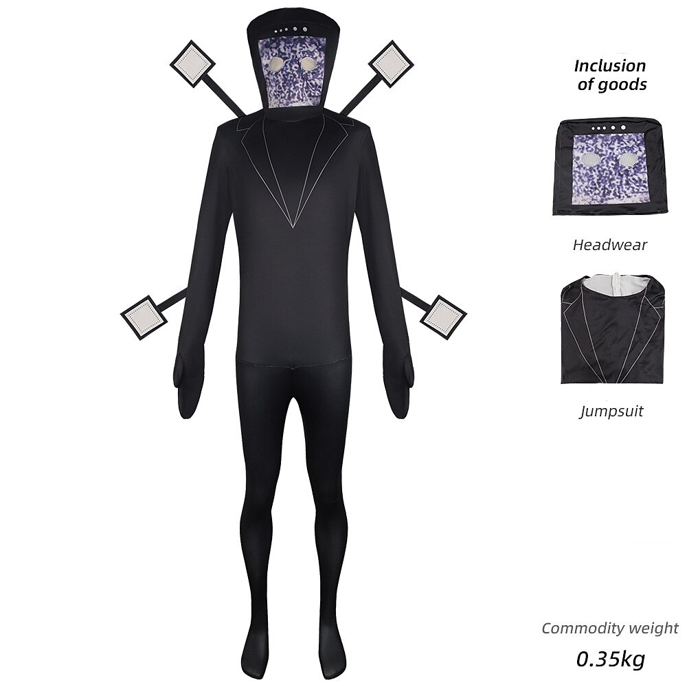 2023 NEW Skibidi Toilet Cosplay Costume Kids Halloween Role play suit with  headwear TV Man Camera Man Costume Game Skibidi Dop Toilet Halloween  Jumpsuit Boys Party Costumes