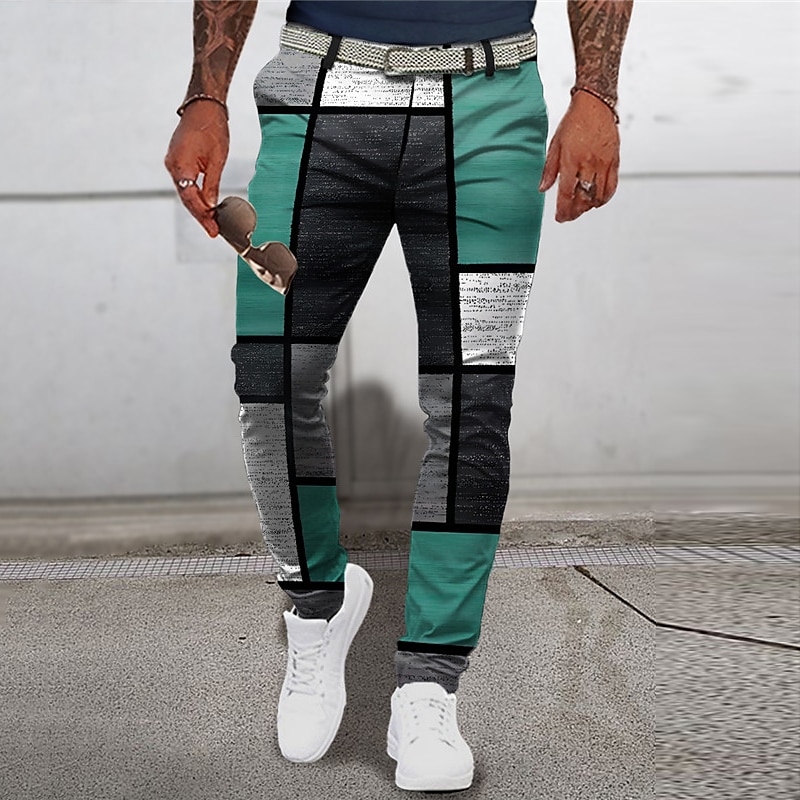 A quadri Geometria Lavoro Per uomo Stampa 3D Pantaloni Esterno Strada Indossalo per lavorare Poliestere Rosso scuro Blu Verde S M L Vita normale Elasticità Pantaloni del 2025 a $29.99 –P2
