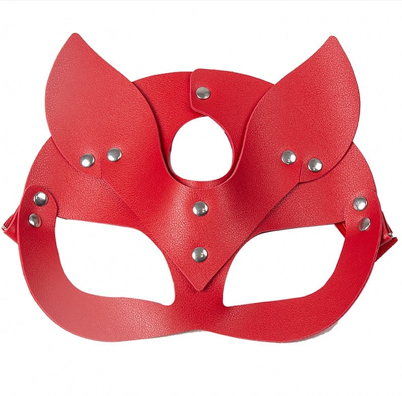femminile sexy mezza faccia volpe gioco di ruolo maschera di pelle di gatto rivetto collare punk halloween festa trucco palla fantasia maschera pelle dell'unità di elaborazione maschera di volpe del 2025 a $10.99 –P10