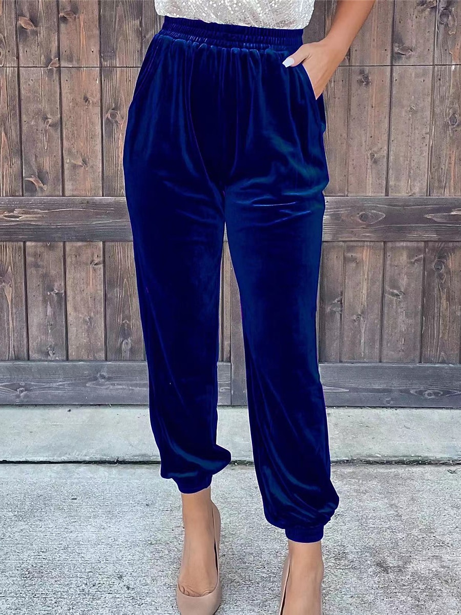 Women's Sweatpants Joggers Velvet Pants Trousers Full Length Pocket Micro-elastic High Waist Fashion Streetwear Party Dark Brown Black S M Fall & Winter 2025 - $22.99 –P3