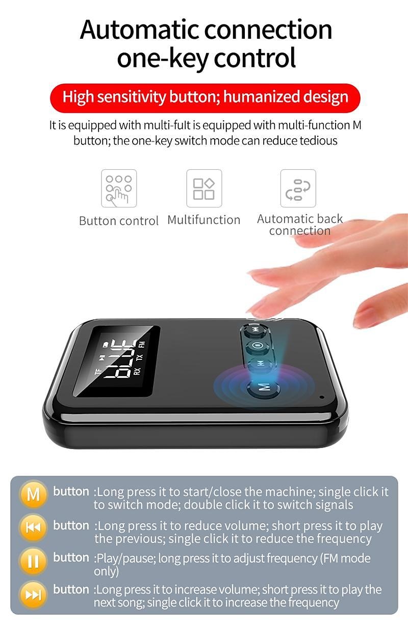 9 IN 1 bluetooth 5.0 Audio Transmitter Receiver Stereo Music Wireless Adapter 3.5mm AUX Jack FM Transmitter for Car TV MP3 PC 2025 - $21.99 –P14