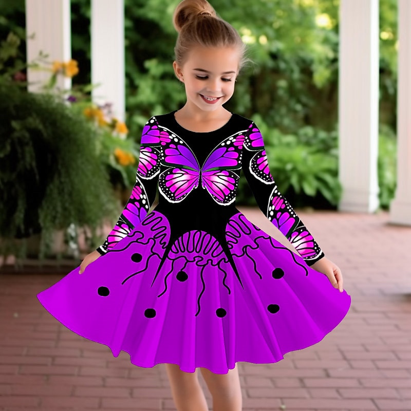 ragazze' 3D Pop art Farfalla Vestito Manica lunga Stampa 3D Estate Autunno Sportivo Giornaliero Per eventi stile sveglio Informale Bellissimo Bambino 3-12 anni Abito casual Abito linea A Sopra il del 2025 a $16.99 –P3