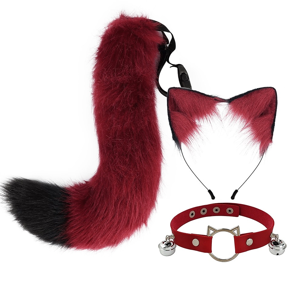 cos peluche animal oreille queue d'animal costume anime renard oreille loup oreille cheveux cerceau queue accessoire chat tête cloche collier de 2026 ? $25.99 –P5