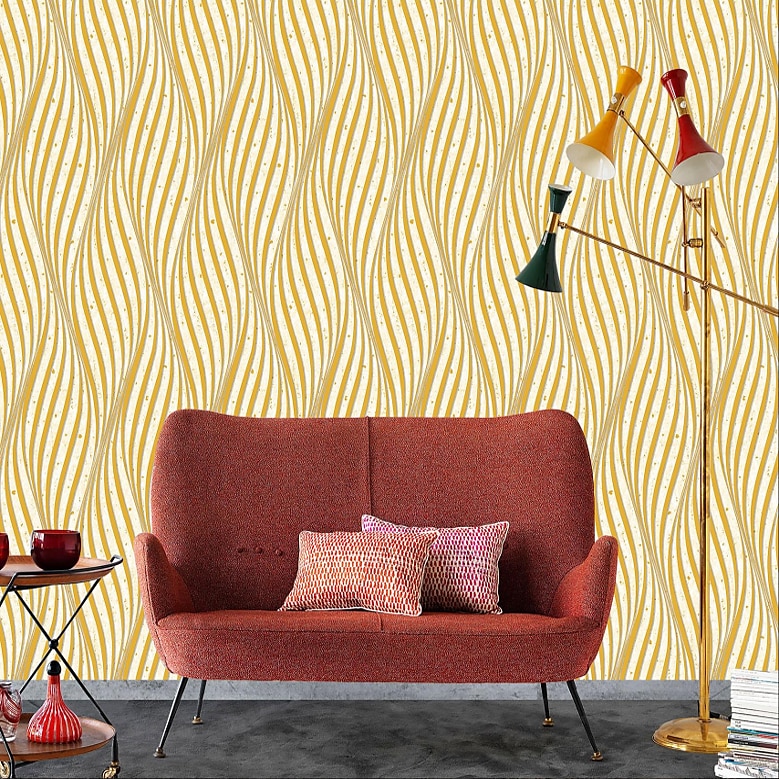 papiers peints cool papier peint texturé peinture murale 3d bande verticale non auto-adhésif pour la décoration de la maison papier peint imperméable 950x53cm/374"x20.87" gris or jaune de 2025 ? $41.99 –P7