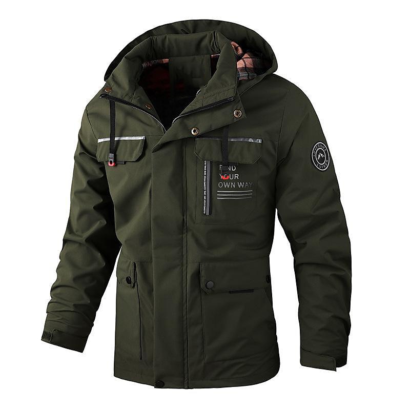 Hombre Abrigo de invierno Chaqueta de Invierno Chaqueta deportiva Impermeable Exterior Acampada y Senderismo Impermeable Cortavientos Cremallera Bolsillo Otoño Invierno Color sólido Moda Ropa de calle 2025 - $64.99 –P10