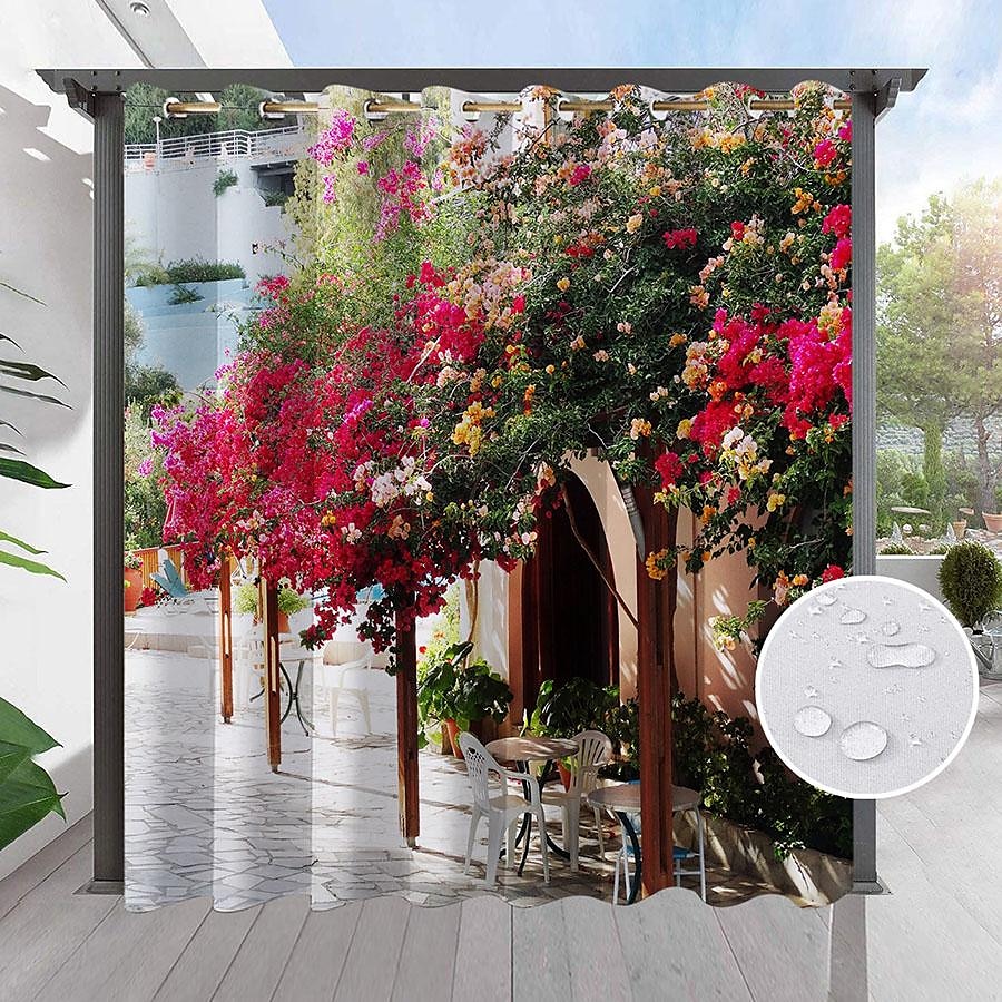 vedenpitävä ulkoverho yksityisyys, liukuvat patioverhot, pergola verhot läpivienti 3d metsämaisema huvimajaan, parveke, kuisti, juhlat, 1 paneeli 2025 - $50.99 –P5