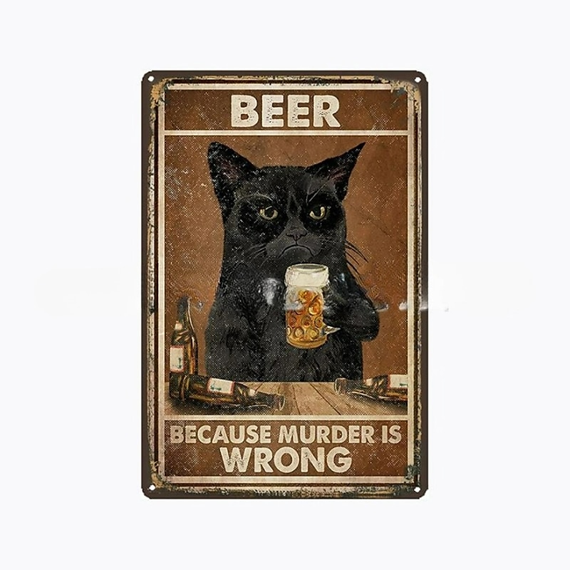 1 pieza de cartel de hojalata de metal retro, cartel de hojalata de gato lindo, carteles de cocina vintage, decoración de pared, pintura colgante de pared para decoración del hogar, arte de pared, cartel de hojalata de metal 20x3 0cm/8''x12'' 2025 - $11.99 –P9