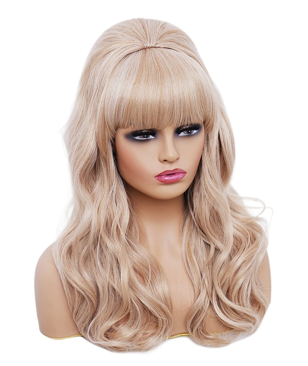 Dlouhá vlnitá blond paruka s ofinou velká bouffant včelí úl paruky pro ženy vhodná na kostým z 80. let nebo karnevalovou párty paruky na Halloween 2025 - $26.99 –P9