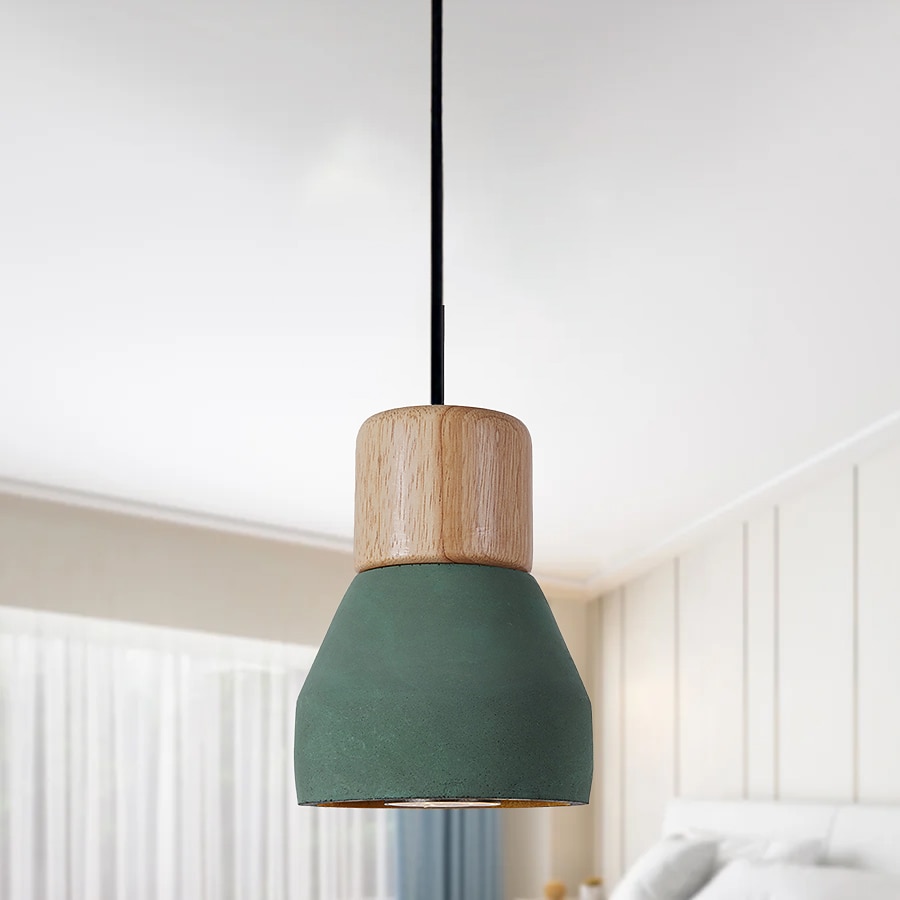 LED Pendant Light Wood Art Cement Concrete Hanging Lamp Simple Cafe Restaurant Bar Pendant Light E27 Light Source Metal Iron Art Droplight Flashlight Concrete Ceiling Light 110-240V 2025 - $67.99 –P11