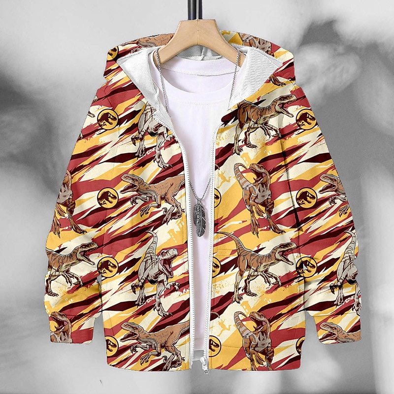 Boys 3D Animal Dinosaur Coat Long Sleeve Fall Winter Active Streetwear Cool Kids 3-12 Years Vacation Street Daily Regular Fit 2025 - $18.99 –P5