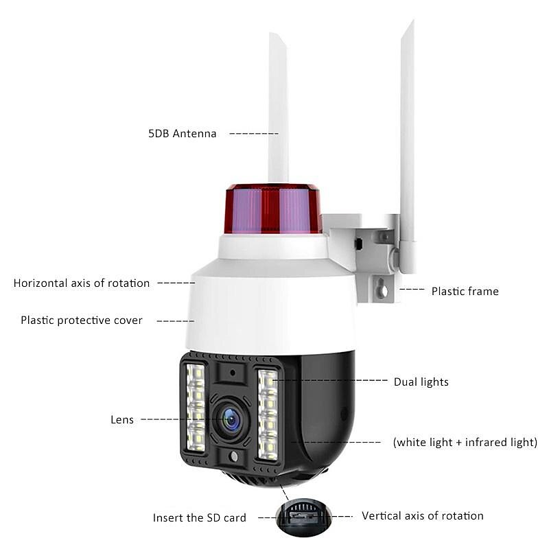 Wireless Speed Dome Security Camera Humanoid Tracking Sound and Light Alert Smart Full Color Night Vision Bilingual Intercom Outdoor PTZ IP Camera CCTV Security Surveillance Camera(720P/1080P) 2025 - $49.99 –P14