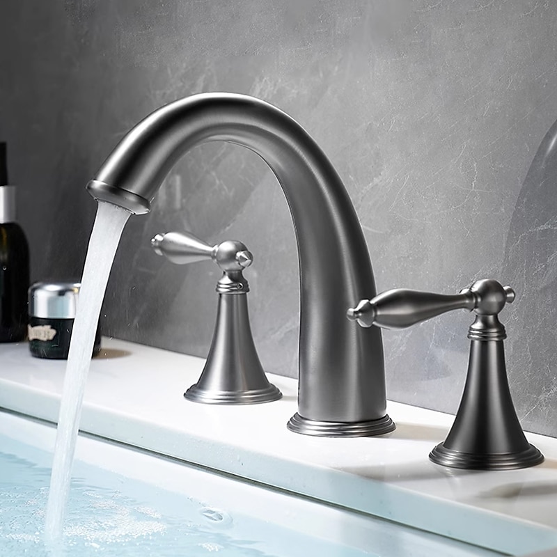 Widespread Bathroom Faucet Sink Mixer Basin Taps, Twin Handle Vessel Tap with Cold and Hot Hose 2025 - $97.99 –P2