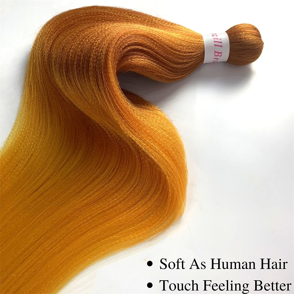 Ginger Golden Ombre Braiding Hair Pre Stretched Kanekalon Braiding Hair Box Braids Human Hair Extensions 26 inch 2025 - $22.99 –P19