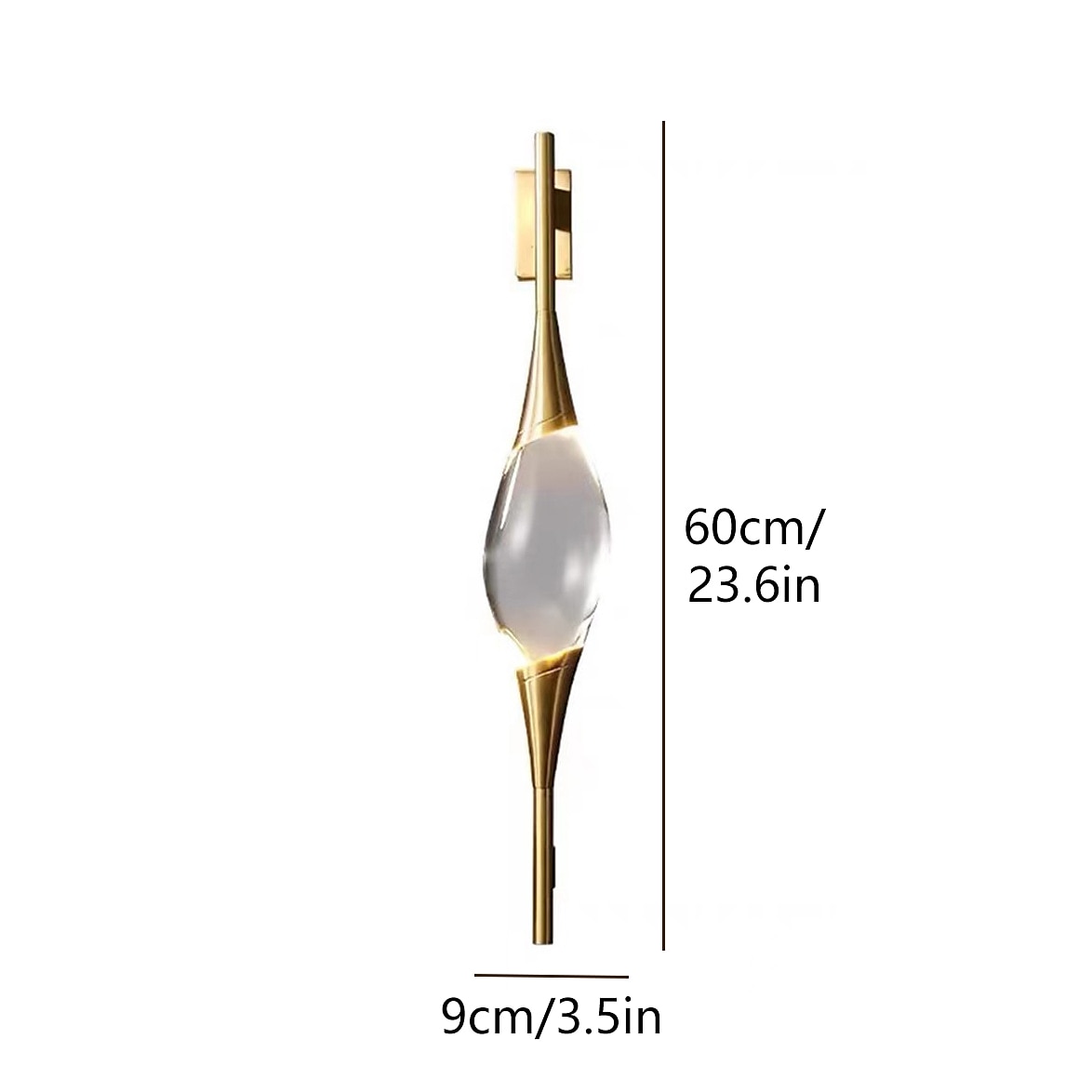 Crystal Wall Light Indoor Liner Design 60cm Minimalist Design Wall Sconce, Clear Glass Lampshade Wall Lamp,Decorative Wall Light for Bedroom Living Room Background Wall Lights 110-240V 2025 - $265.49 –P8