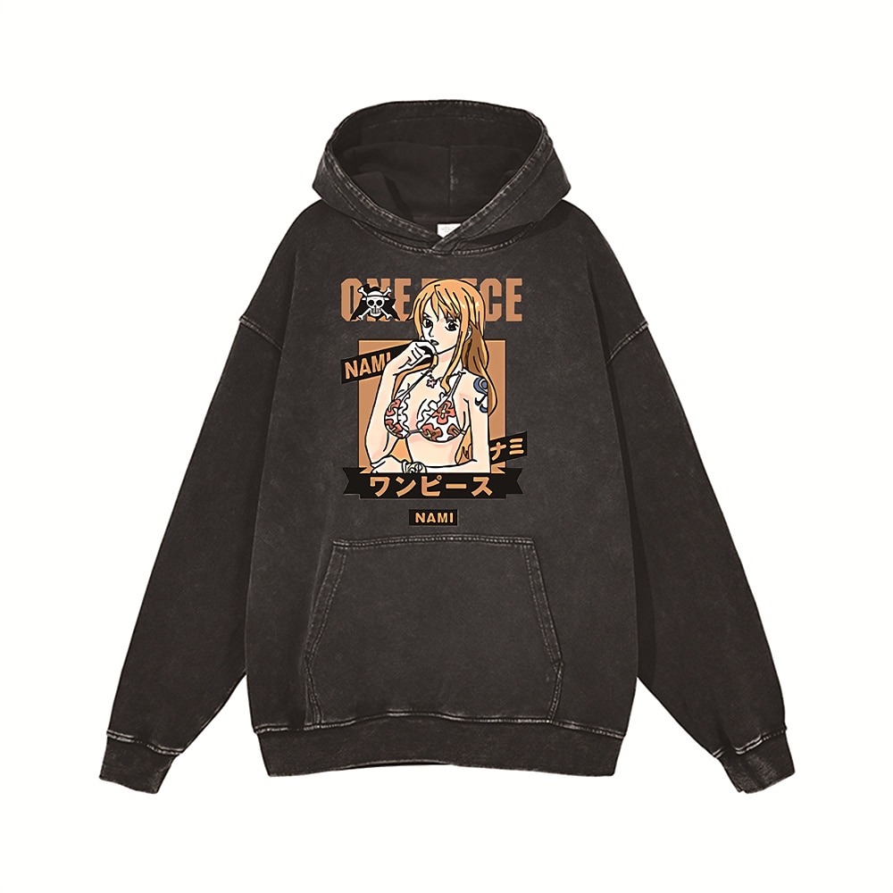 One Piece Monkey D.Rufy Nico Robin Roronoa Zoro Felpa con cappuccio T-shirt oversize lavata con acido Stampa Tasca frontale Grafica Per Da coppia Per uomo Per donna Per adulto Mascherata Stampa a del 2025 a $27.99 –P1