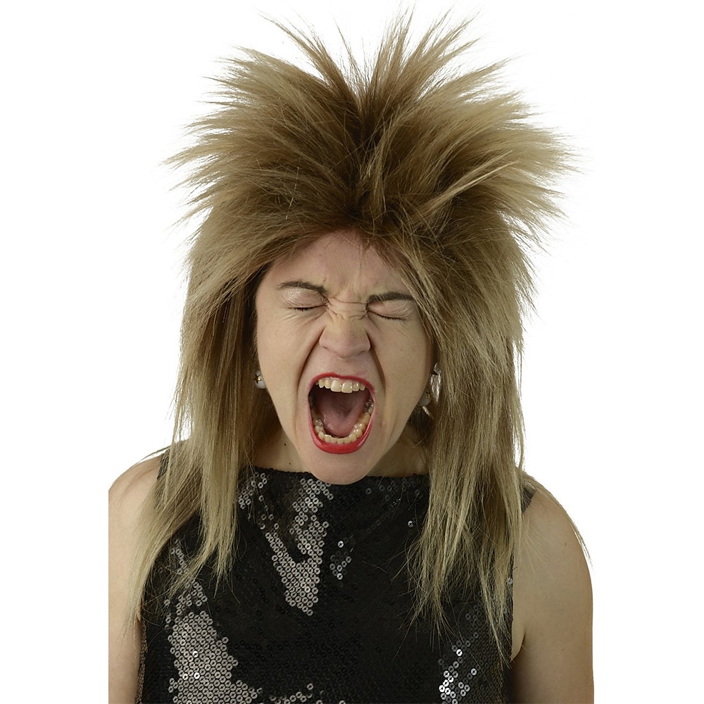 Parrucche Costume di Città Parrucca Rocker degli Anni 80 Tina Parrucca da Rock Star degli Anni 70 e 80 Mista Castano Biondo Parrucca di Bowie Labirinto Halloween del 2025 a $21.99 –P1