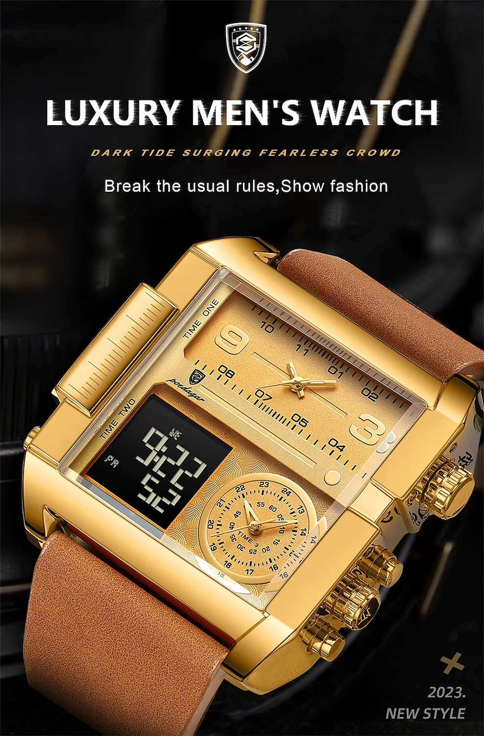 POEDAGAR Luxury Men Quartz Watch Sports Rectangle Waterproof Multifunction Analog Quartz Wristwatch Luminous Calendar Men Watch Digital Men's Watches 2025 - $34.99 –P1