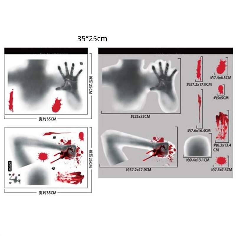 חלון ליל כל הקדושים נצמד מדבקות לחתוך מפחיד ליל כל הקדושים נקבה טביעת רגל של דם רפאים טביעת יד חלון נצמד קישוטים דו צדדיים 2025 - $8.99 –P7