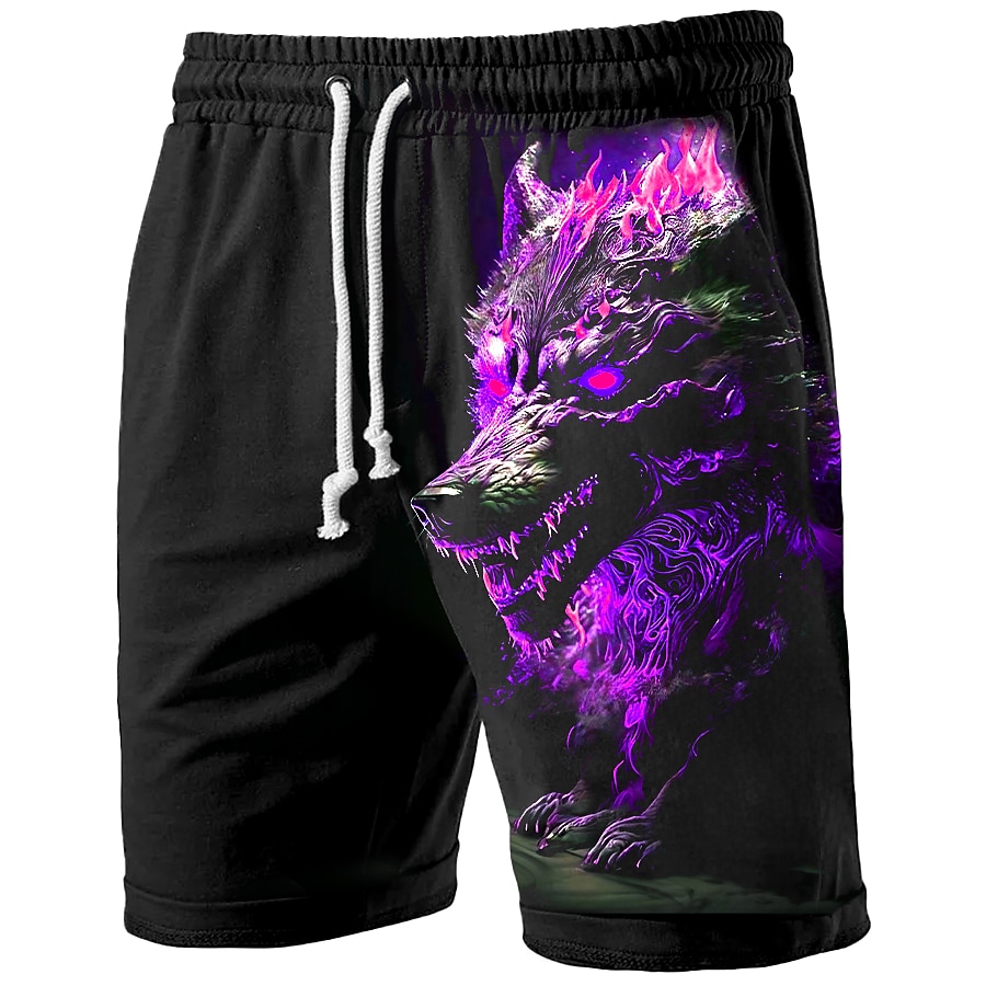 Men's Graphic Animal Wolf Sweat Shorts Beach Shorts Terry Shorts Mid Waist Casual Athleisure Daily Holiday Streetwear Drawstring Elastic Waist 3D Print Designer Clothing Apparel 2025 - $19.99 –P5