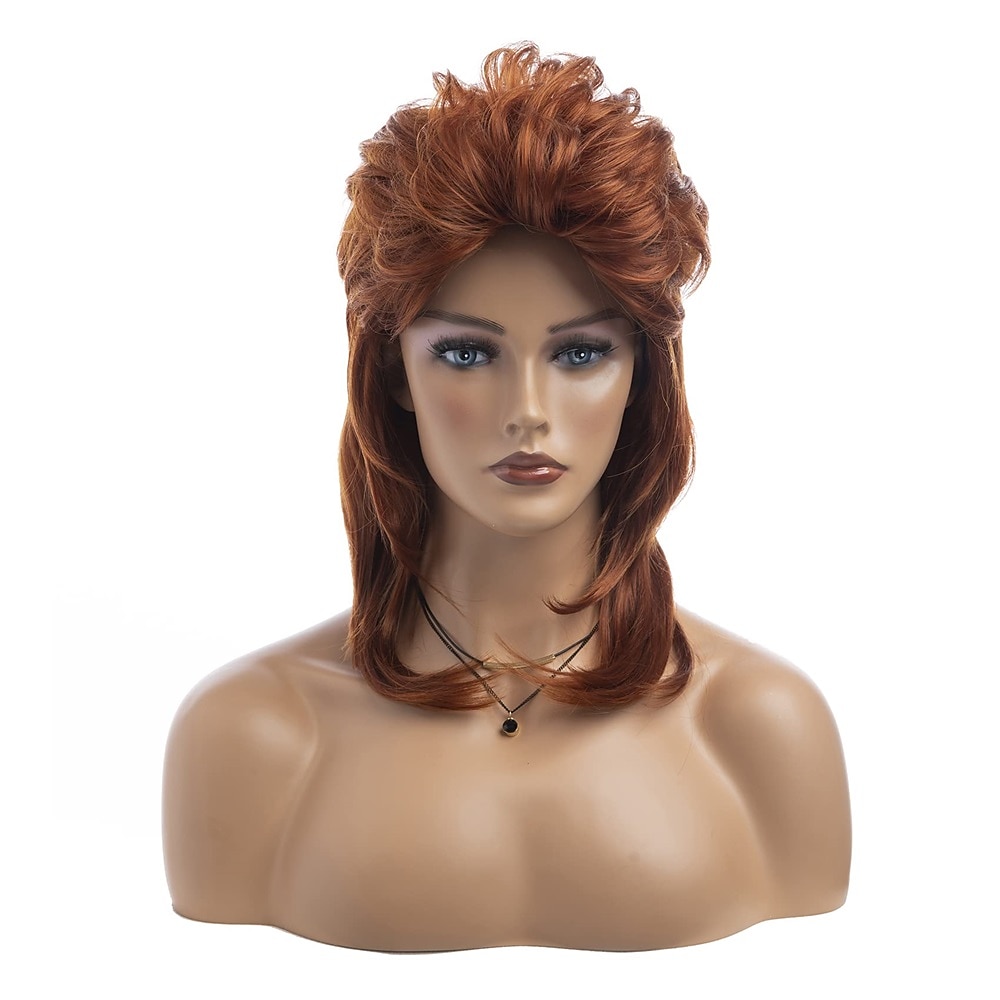 Parrucche mullet per donne rosso vino lunga stratificata capelli rocker anni '70 '80 parrucca sintetica cosplay parrucche di Halloween del 2026 a $20.99 –P1