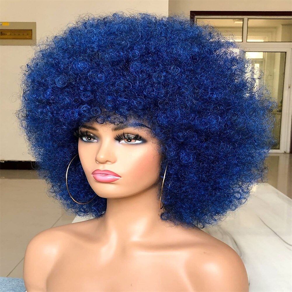 Short Afro Wig with Bangs for Black Women Afro Kinky Curly Wig 70s Premium Synthetic Big Afro Wig 2025 - $20.99 –P9