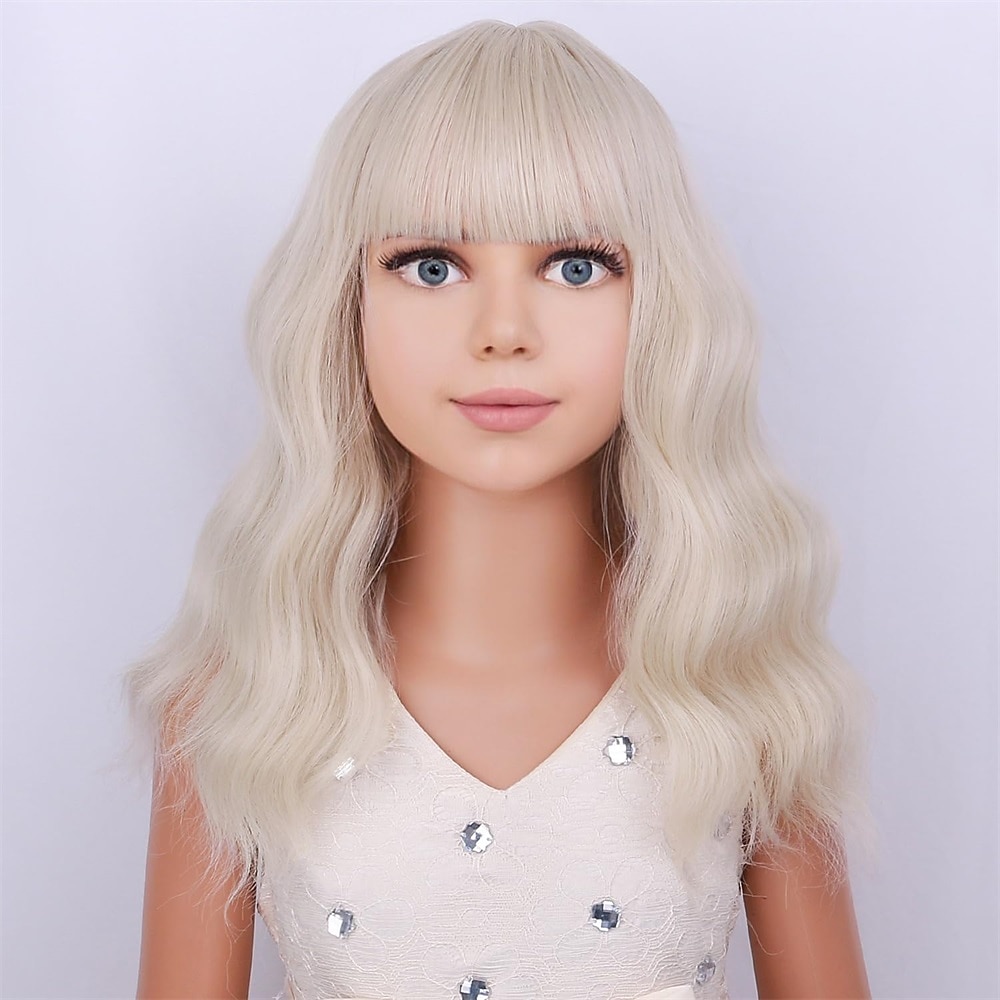 Peluca rubia para niñas, peluca corta ondulada con flequillo, peluca rubia rubia, peluca sintética para niñas, peluca para fiesta de carnaval, cosplay 2026 - $17.49 –P14