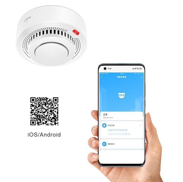 WIFI Smoke Detector Sensor 80DB Alarm Fire Protection Home