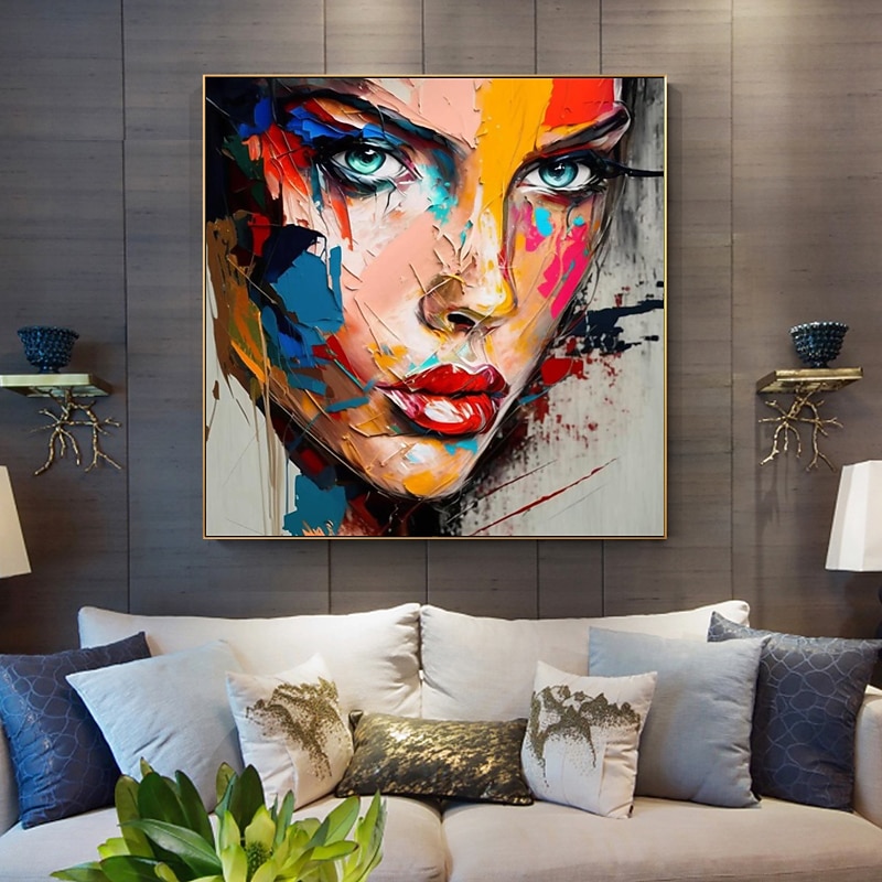 Handgjord Hang målad oljemålning HANDMÅLAD Fyrkantig Abstrakt Människor Modern Utan innerram (utan ram) 2026 - $121.99 –P3