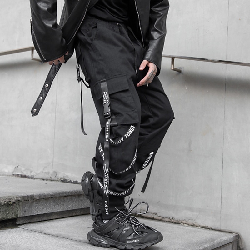★LUV IS TRUE★ NM NYLON CARGO PANTSBLACK Black Nylon Cargo Pants | Techwear Division