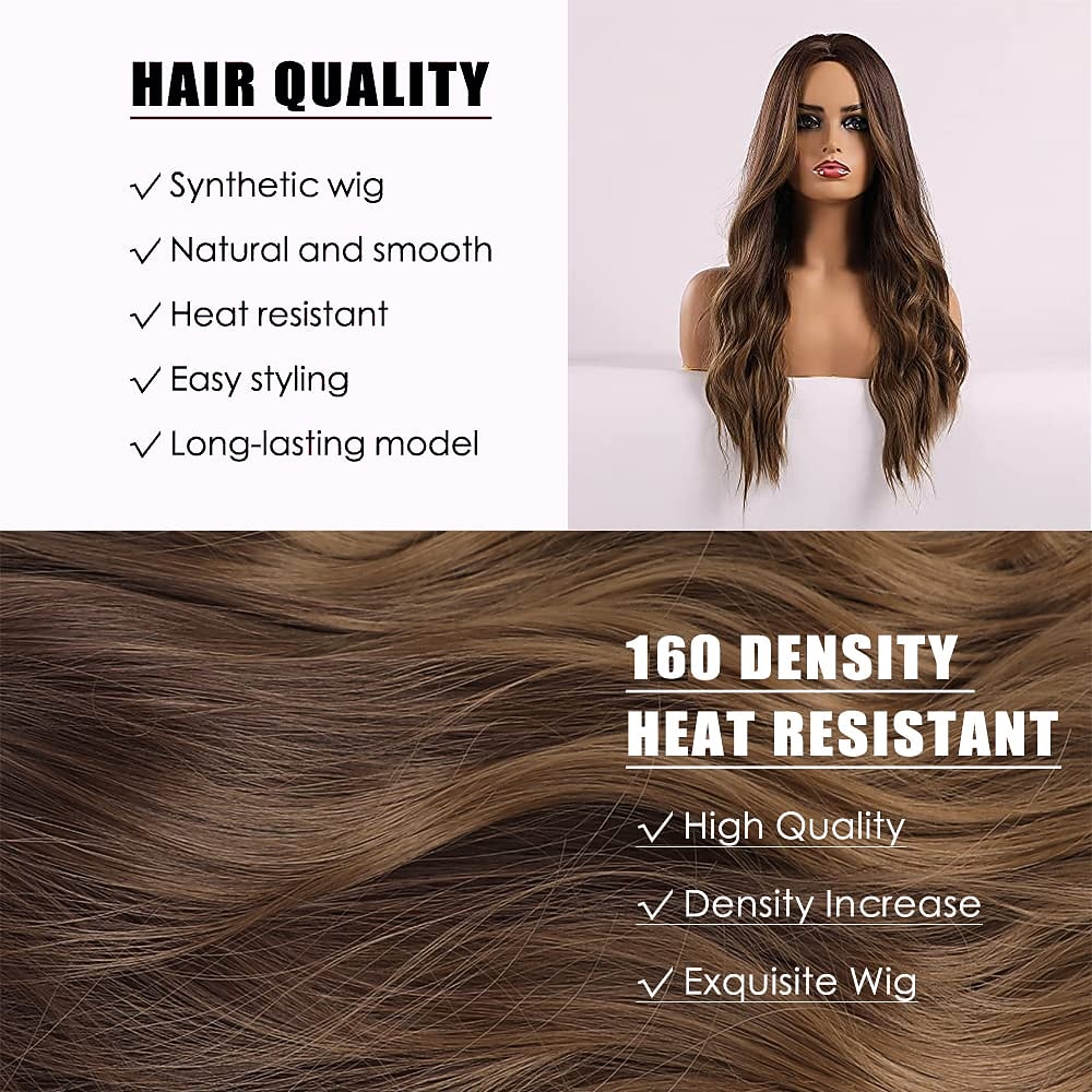 bruin lange golf pruiken pruik voor vrouwen body wave haar pruik met blond hoogtepunt pruik voor vrouwen dagelijks feest gebruik hittebestendige halloween cosplay party pruiken 2026 - $31.99 –P10