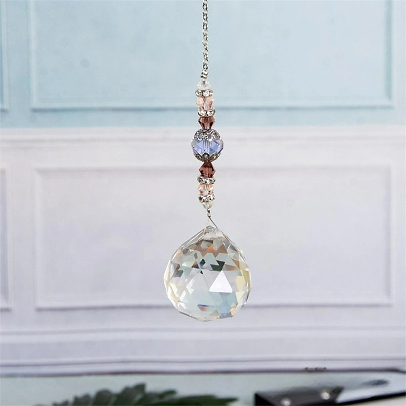 1 peça suncatcher de cristal, bola de prisma de janela, fabricante de arco-íris, pingente pendurado para casa, jardim, quintal, quarto, varanda, pátio, decoração de 2025 por $6.99 –P2