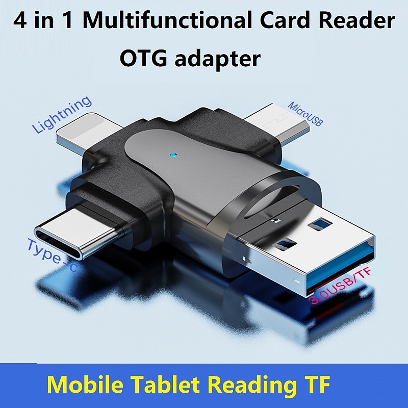 4 in 1 TF Memory Card Reader OTG Adapter for Lightning/Mirco USB/Type-C USB OTG Micro SD Card Reader for iPhone Andriod Xiaomi 2025 - $15.99 –P7