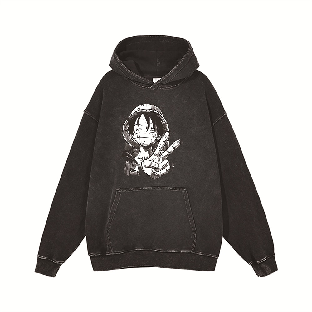 One Piece Monkey D.Rufy Nico Robin Roronoa Zoro Felpa con cappuccio T-shirt oversize lavata con acido Stampa Tasca frontale Grafica Per Da coppia Per uomo Per donna Per adulto Mascherata Stampa a del 2025 a $27.99 –P4