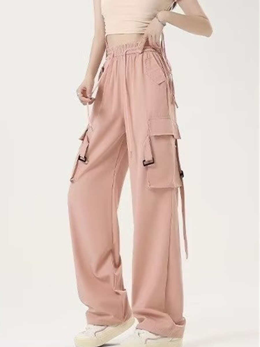 Women's Cargo Pants Wide Leg Pants Trousers Full Length Pocket Baggy Micro-elastic High Rise Fashion Streetwear Street Daily Wear Black Pink S M Fall Winter 2023 - US $19.99 –P2