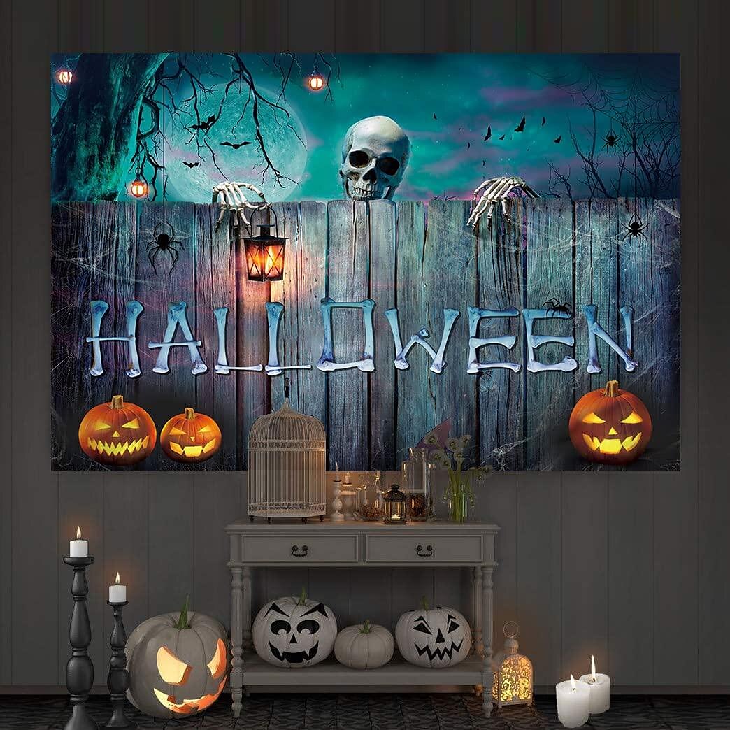 halloween dekorációk gobelin jack o lámpás tök dekor fal művészet nagy függő gobelin falfestmény dekoráció fénykép háttér takaró függöny otthon hálószoba nappali denevér kísértetház temető 2025 - GBP £8.99 –P5