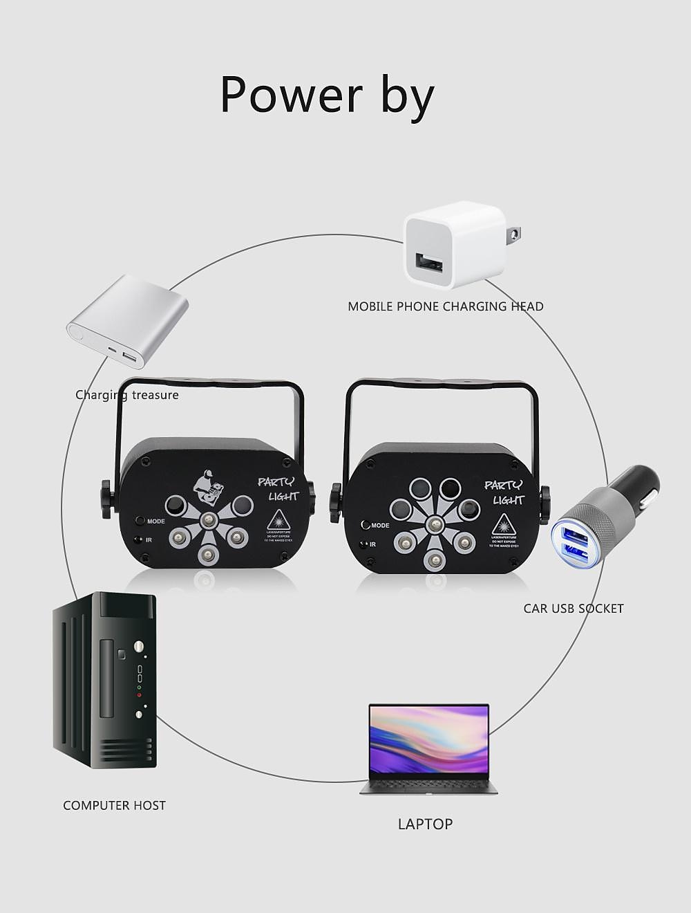 New USB LED Stage Light Laser Projector Disco Lamp with Voice Control Sound Party Lights for Home DJ Laser Show Party Lamp 2025 - $46.99 –P4