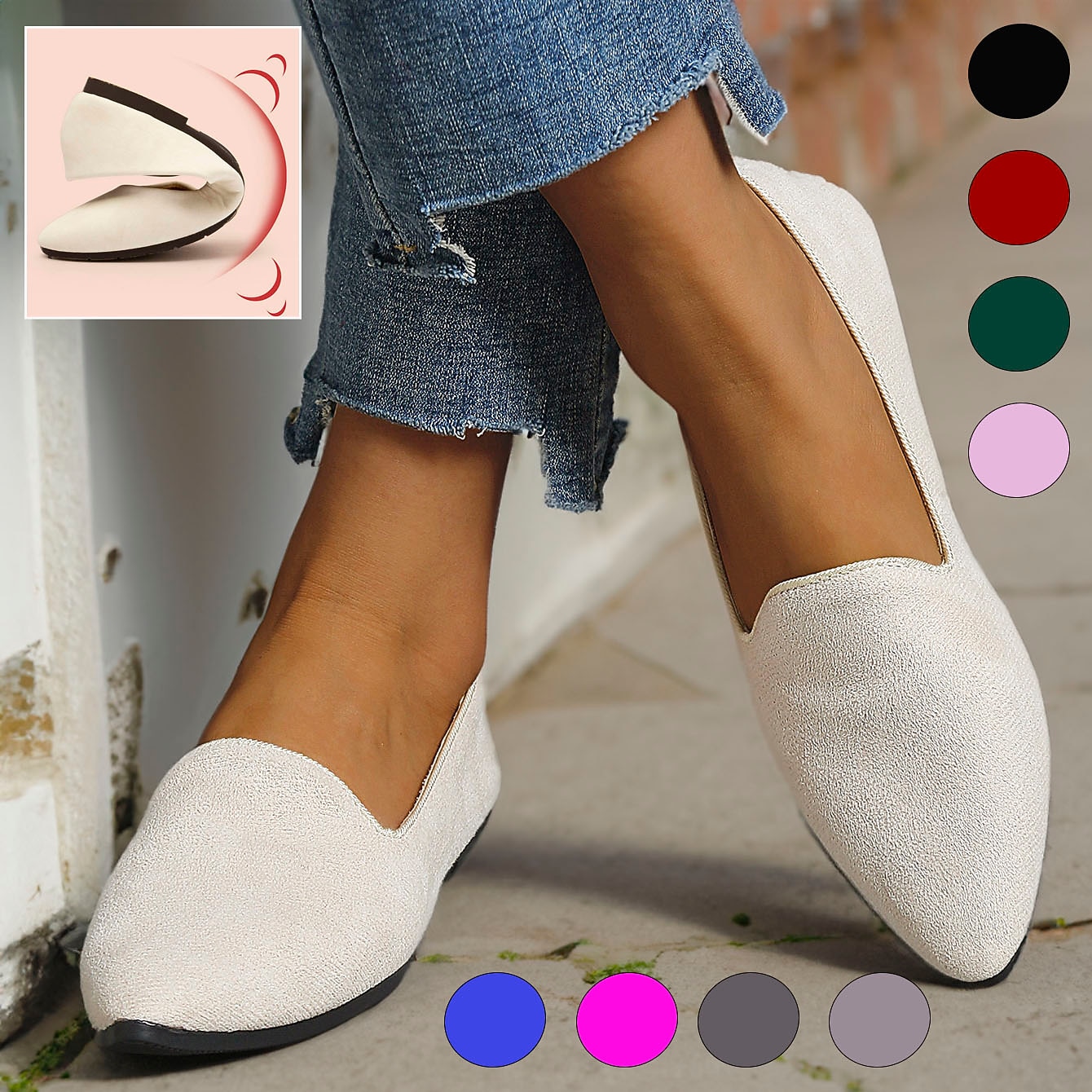 mocasini pliati de piele intoarsa pentru dama cu design festonat - pantofi ușoare și confortabili pentru purtarea de zi cu zi 2025 - $18.99 –P10